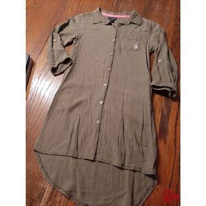 Girls Size 12 US Polo Association High Low Shirt Dress Button Front Long Sleeve